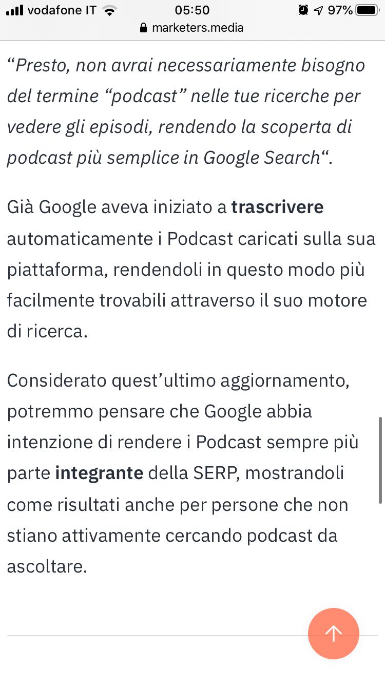 Podcast In Serp Organica di Google